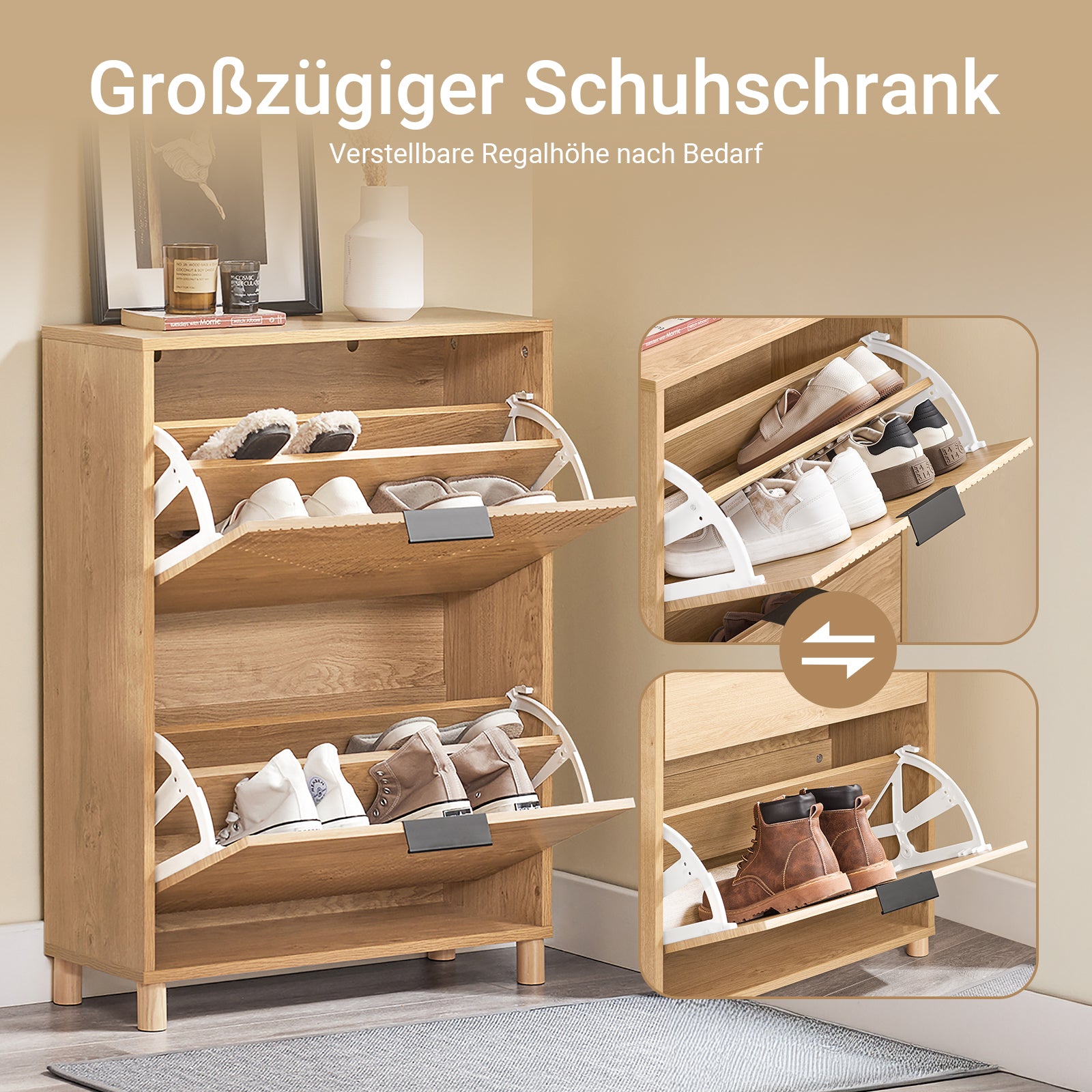 SoBuy | Schuhschrank Schmal | Schuhkipper | Schuhregal | B60xH83xT24 cm | FSR200-II-N