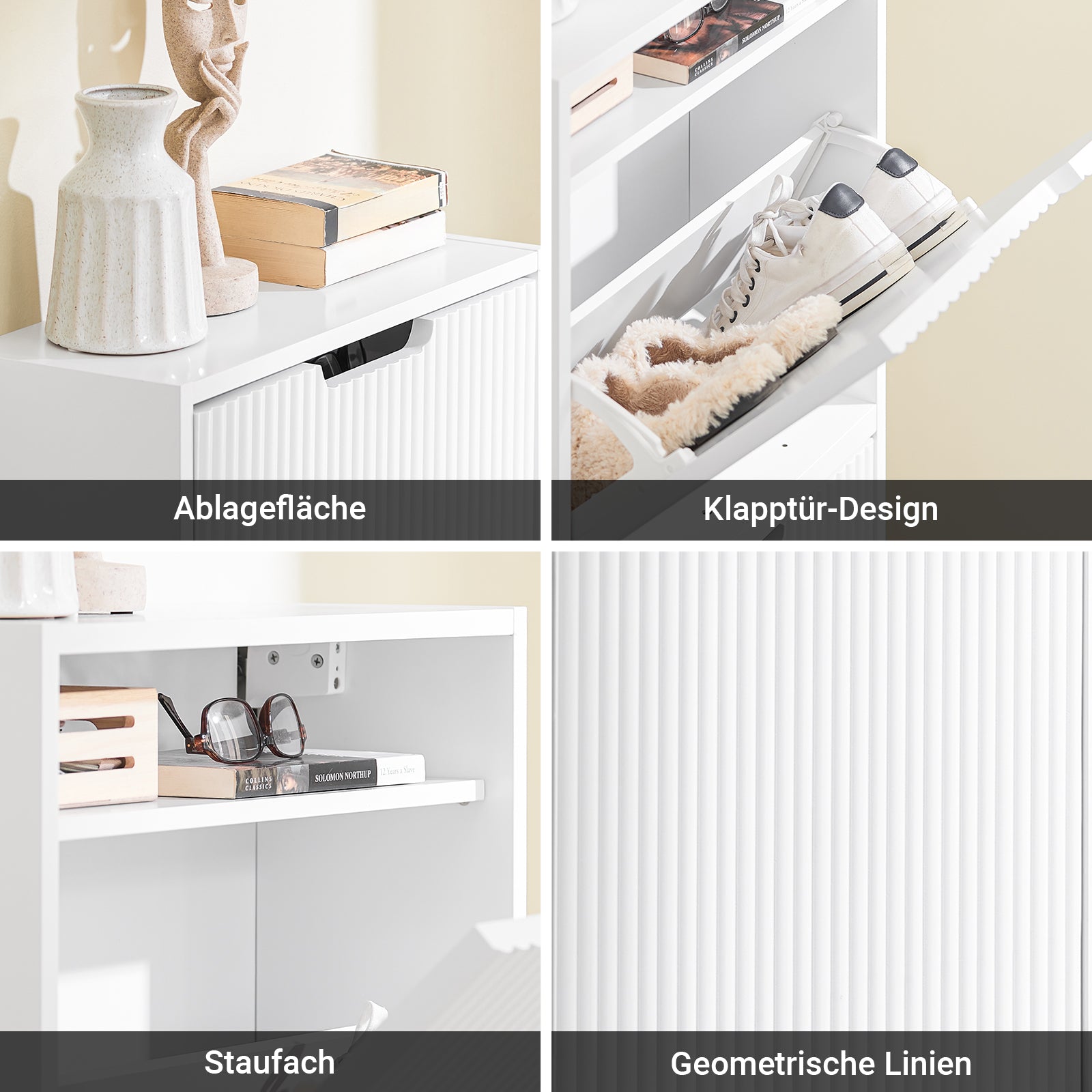 SoBuy | Schuhschrank Schmal | Wandmontage | 2-Wege Montage & Anti-Kipp| 19cm Tiefe | Weiß | FSR204-W