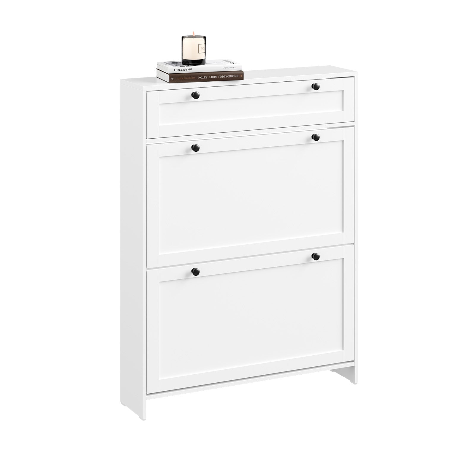 SoBuy | Schuhkipper Schmal | mit 2 Klappen | Weiß | FSR207-W