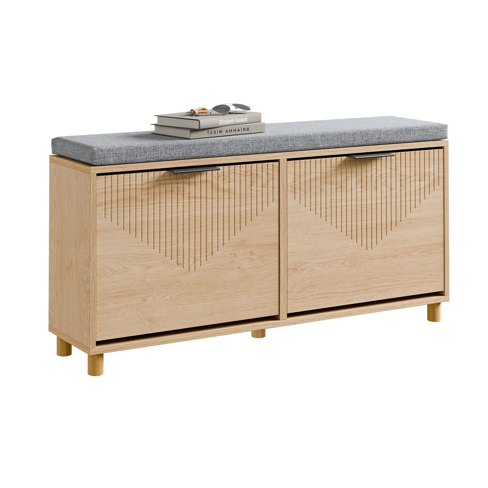 SoBuy Schuhbank schmal mit Sitzfläche für große Schuhe 100x24x50 cm FSR211-N