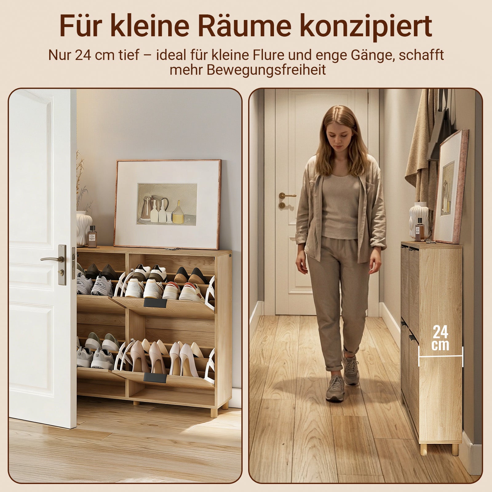 SoBuy schuhschrank schmal 24cm breit Farbe Holz Maße 100x24x83cm FSR214-N