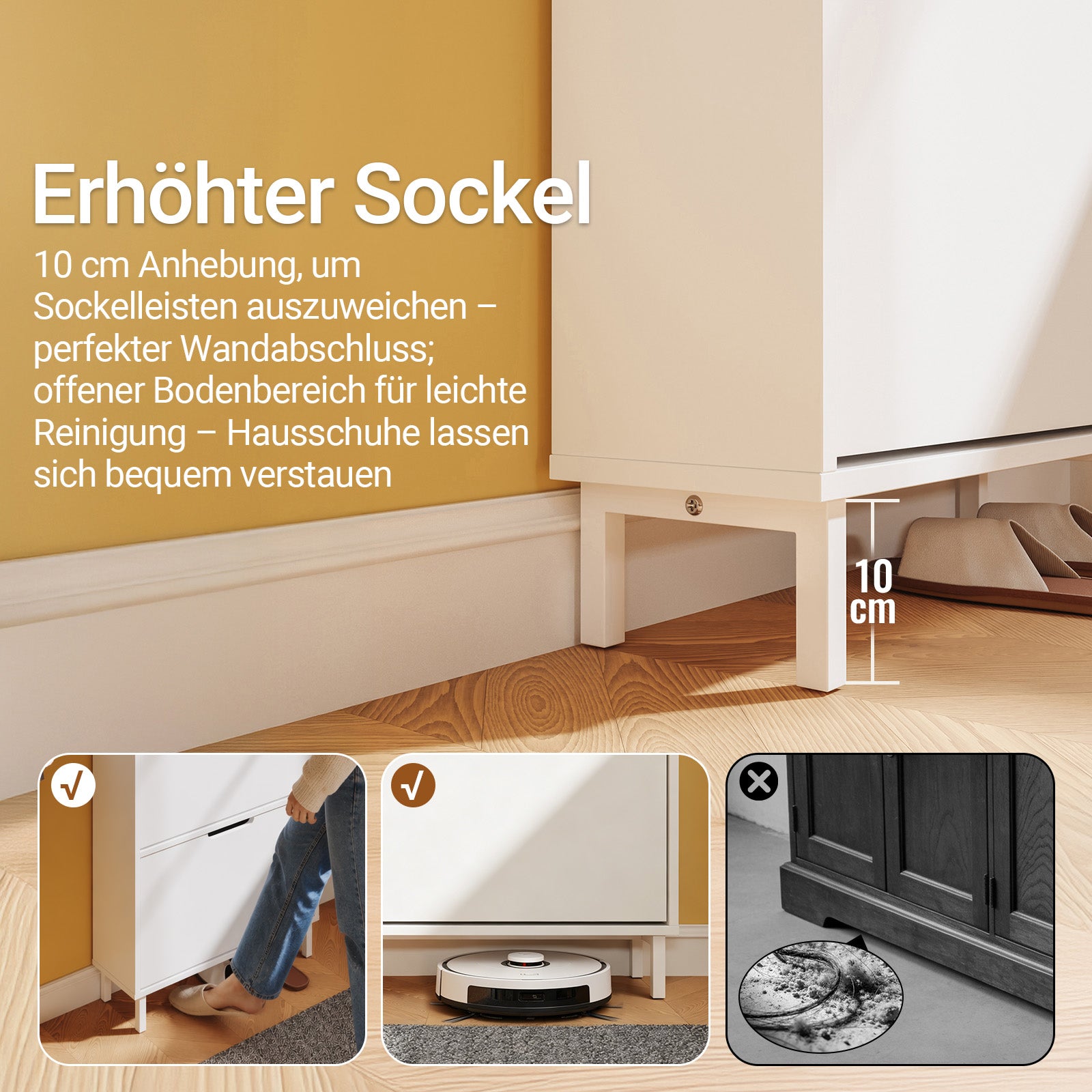 SoBuy Schuhschrank Weiß 2 Türen mit Haken und offener Oberseite 60x19x119 cm 30 kg FSR221-W