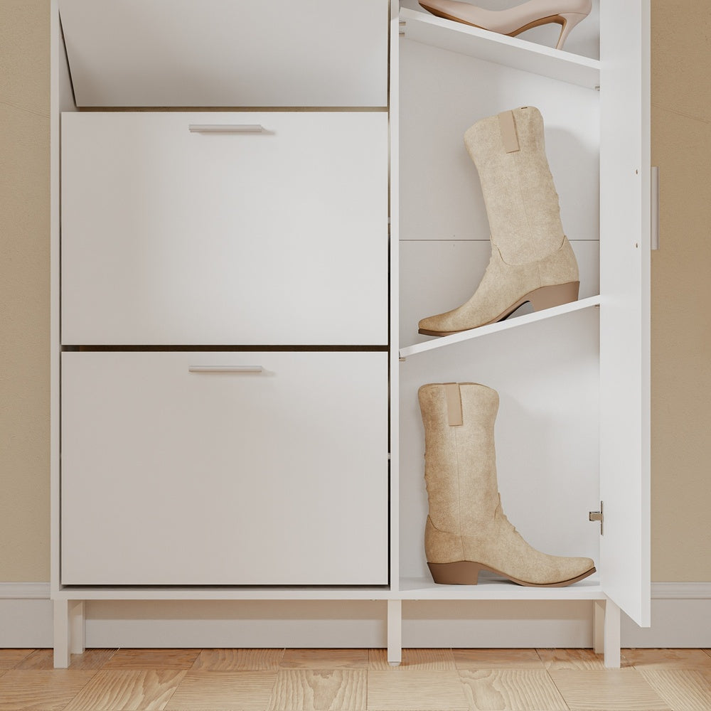 SoBuy | Schuhkipper | Schuhkipper schmal in Weiß | Weiß | 83×14×117.5 cm | FSR230-W
