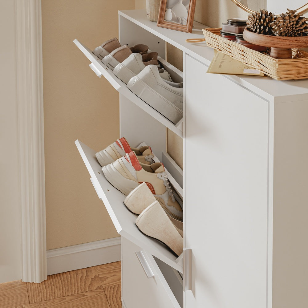 SoBuy | Schuhkipper | Schuhkipper schmal in Weiß | Weiß | 83×14×117.5 cm | FSR230-W