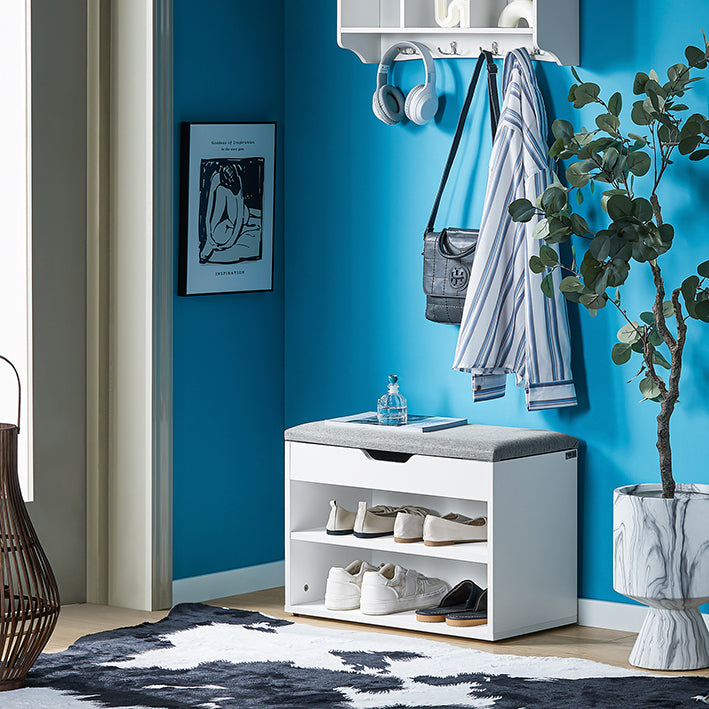 SoBuy | Schuhbank mit Sitzfläche | Schuhregal | Schuhschrank Hellgrau | FSR25-HG