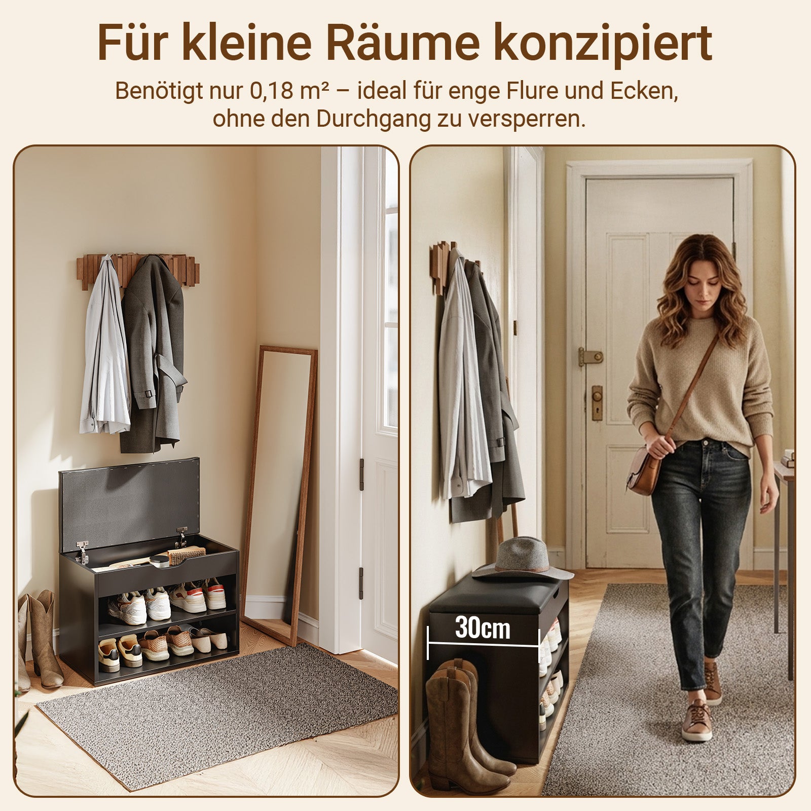SoBuy | Schuhbank mit Sitzfläche | Schuhregal 3-in-1 | Schwarz | FSR25-SCH