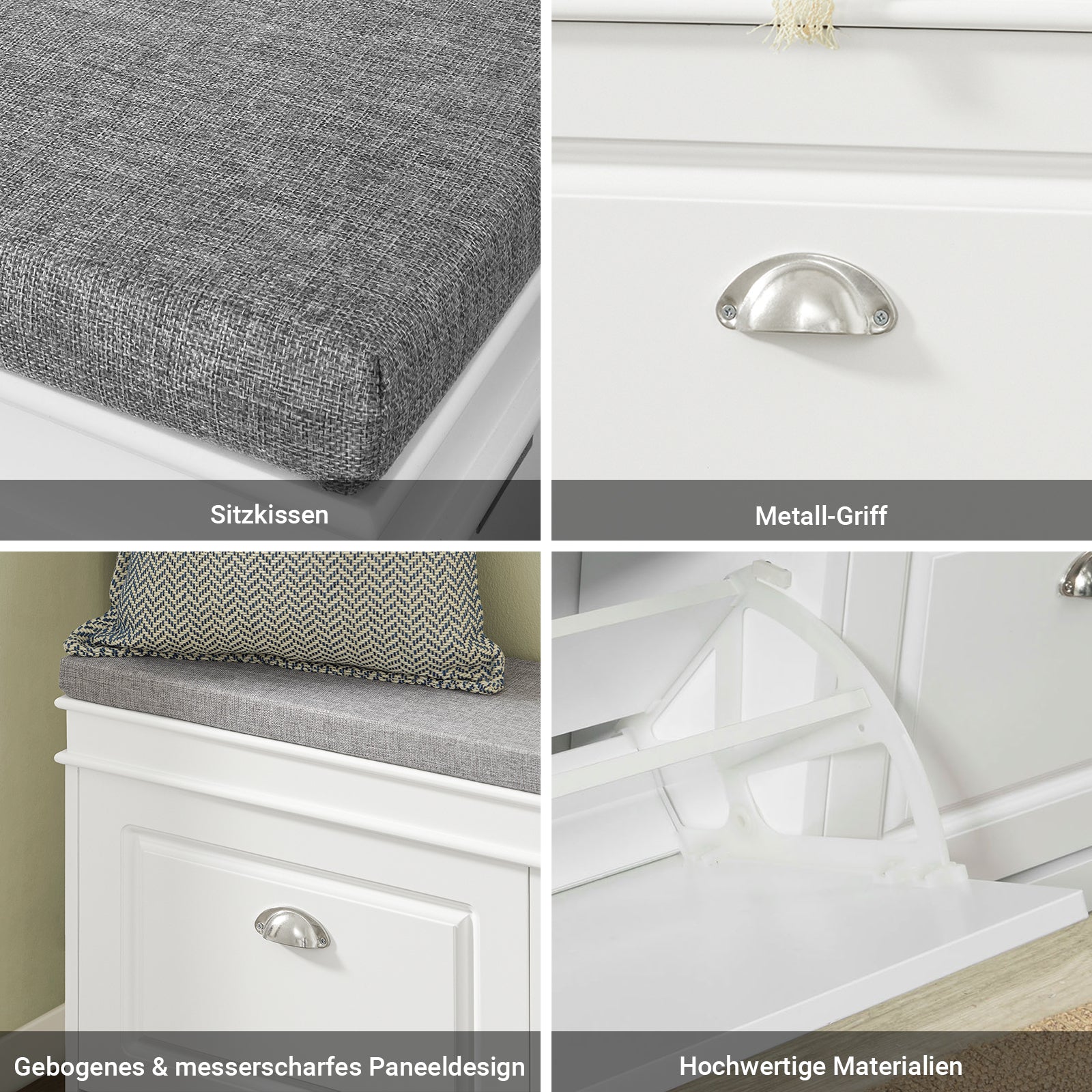 SoBuy | Schuhkipper-Set Weiß | Schuhbank und Schuhschrank | Schmal 24cm | FSR64-W+FSR94-W