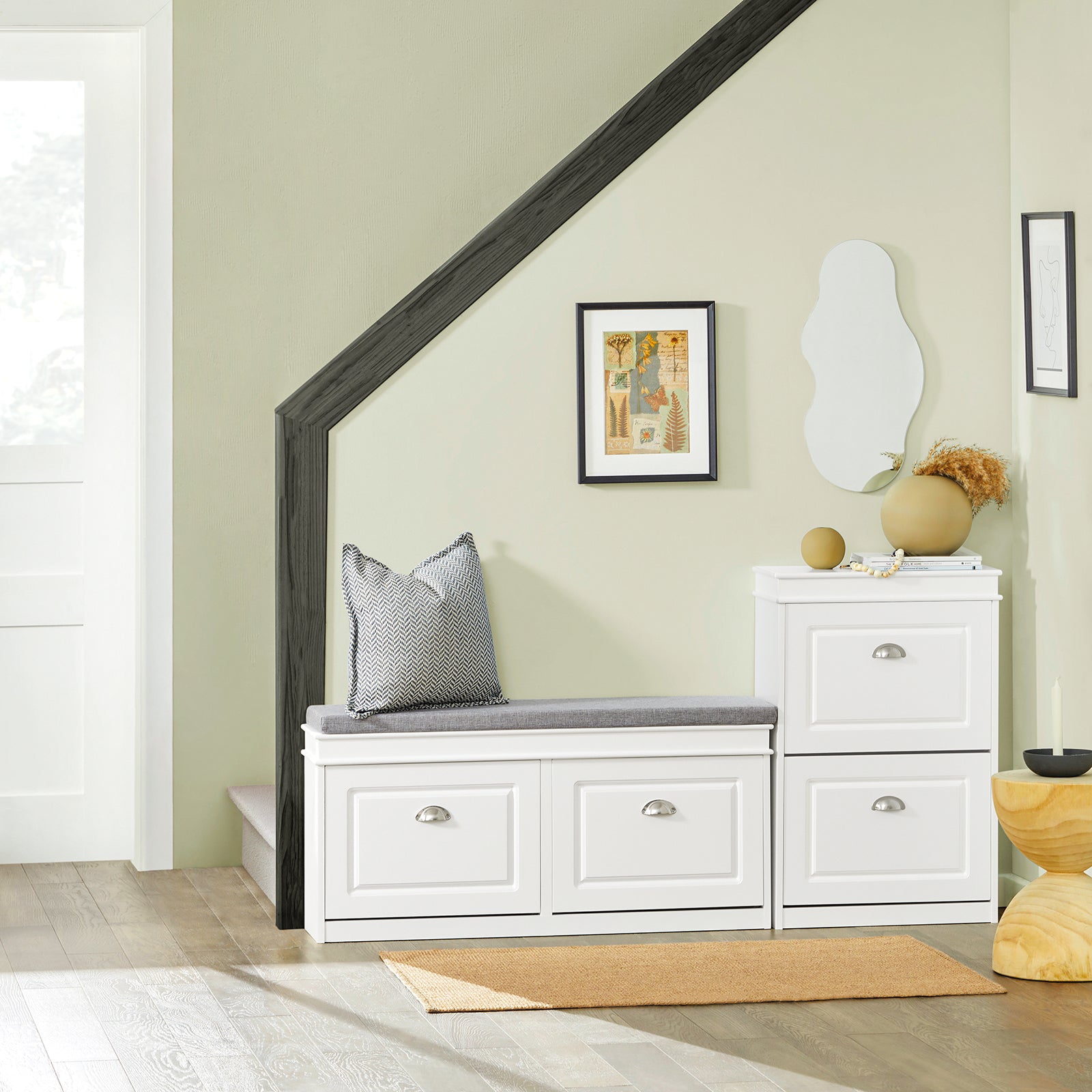 SoBuy | Schuhkipper-Set | Schuhbank und Schuhschrank | Schmal 24cm | Weiß | FSR64-W+FSR78-W