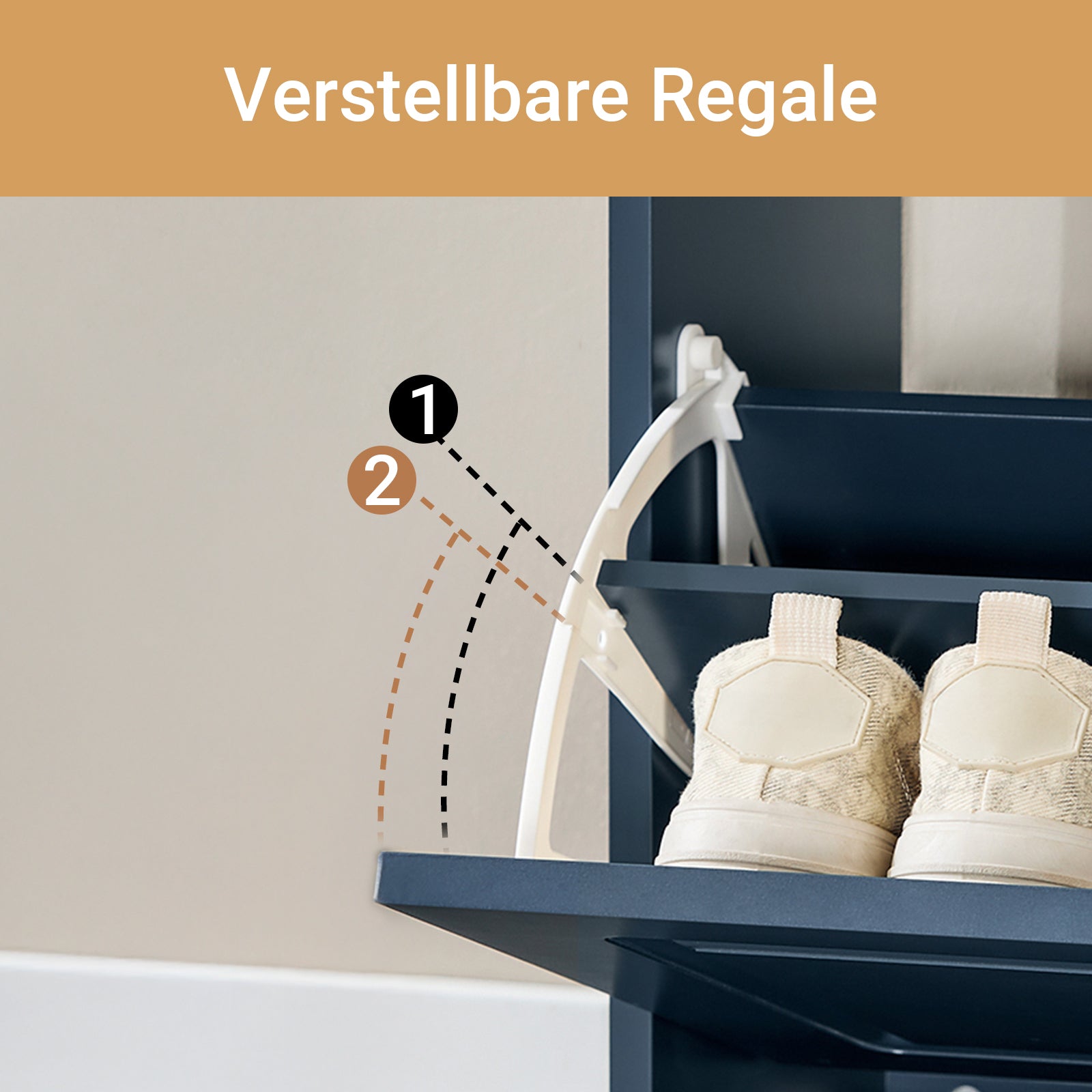 SoBuy | Schuhkipper | Schuhschrank mit 4 Klappen | Schuhkommode Blau | FSR79-B