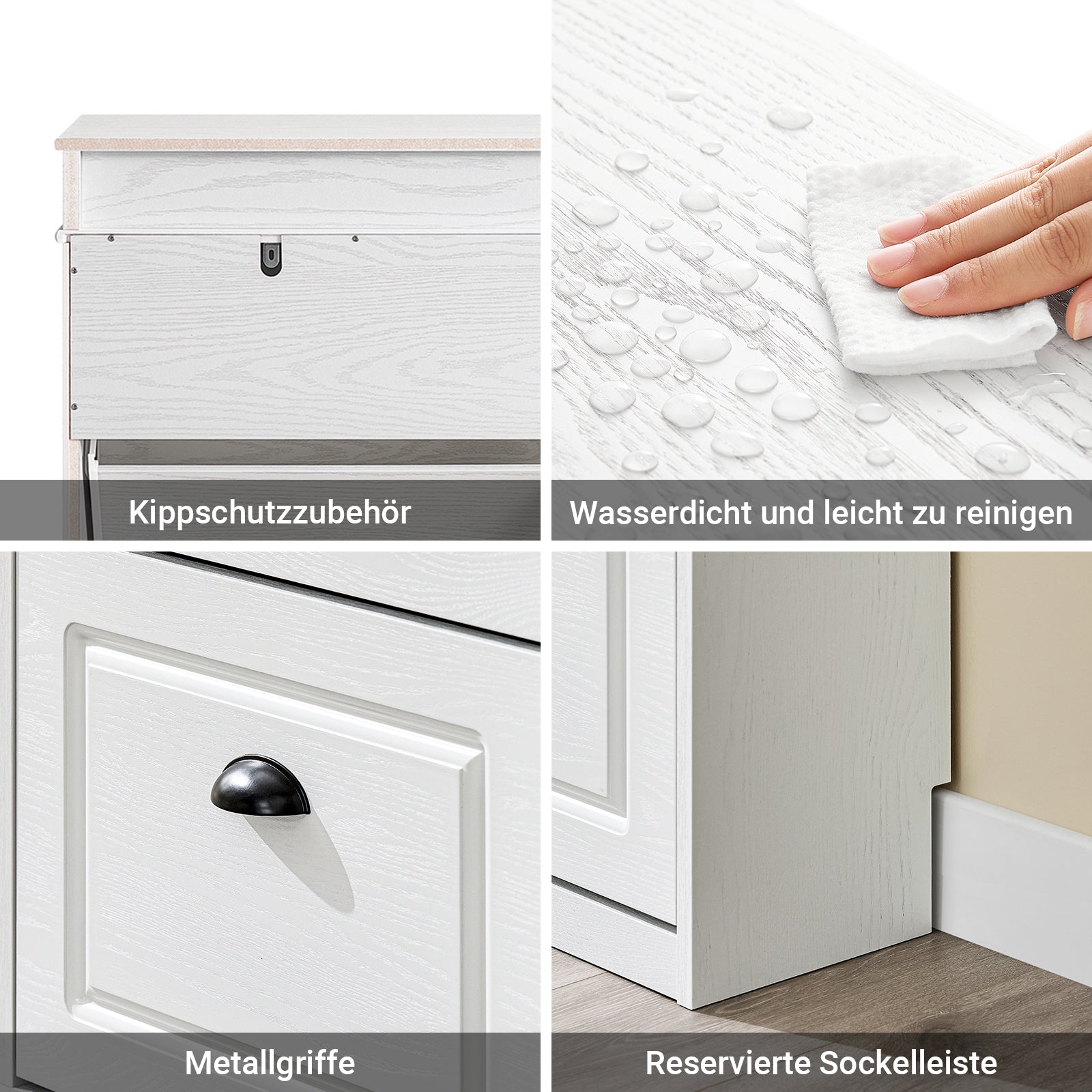 SoBuy | Schuhkipper | Schuhschrank mit 4 Klappen | Schuhkommode Weiß Vintage | FSR79-WG