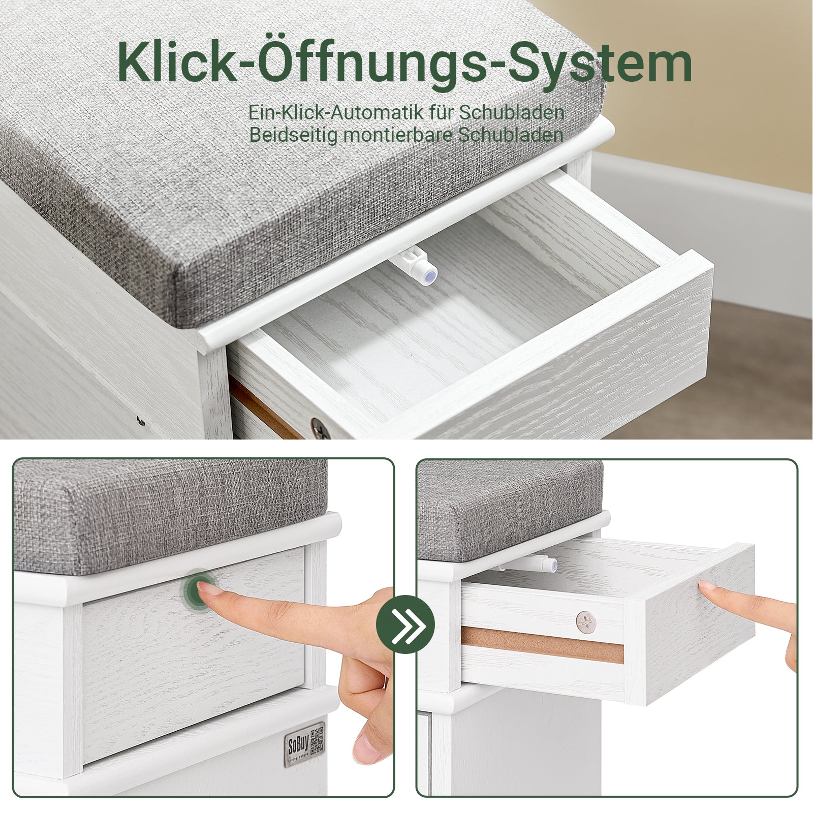 Vorverkauf | SoBuy | Schuhkipper | Schuhbank mit Klappe | Schuhschrank Weiß Vintage | FSR82-K-WG