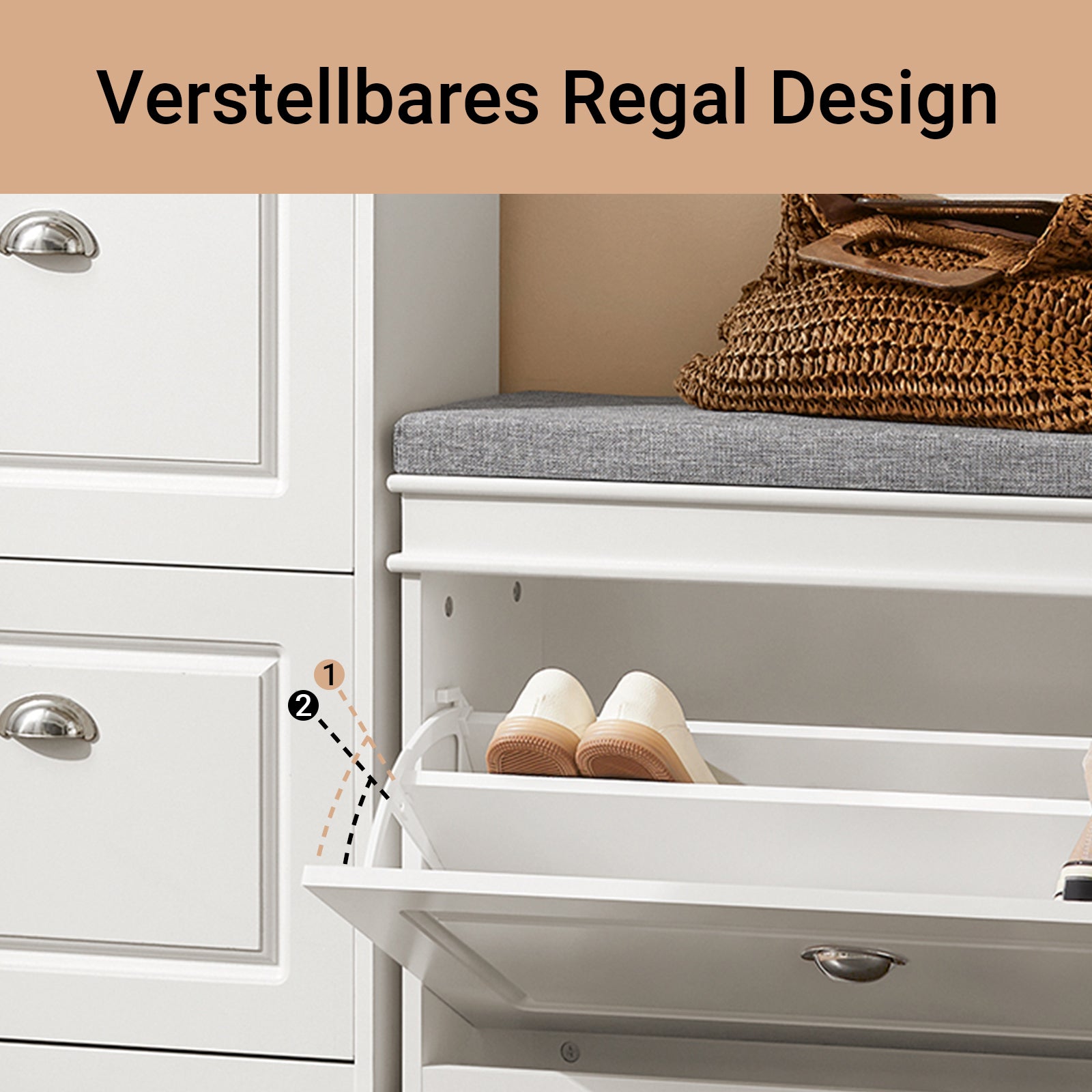 SoBuy | Schuhkipper | Schuhbank mit Klappe | Schuhschrank Weiß | FSR82