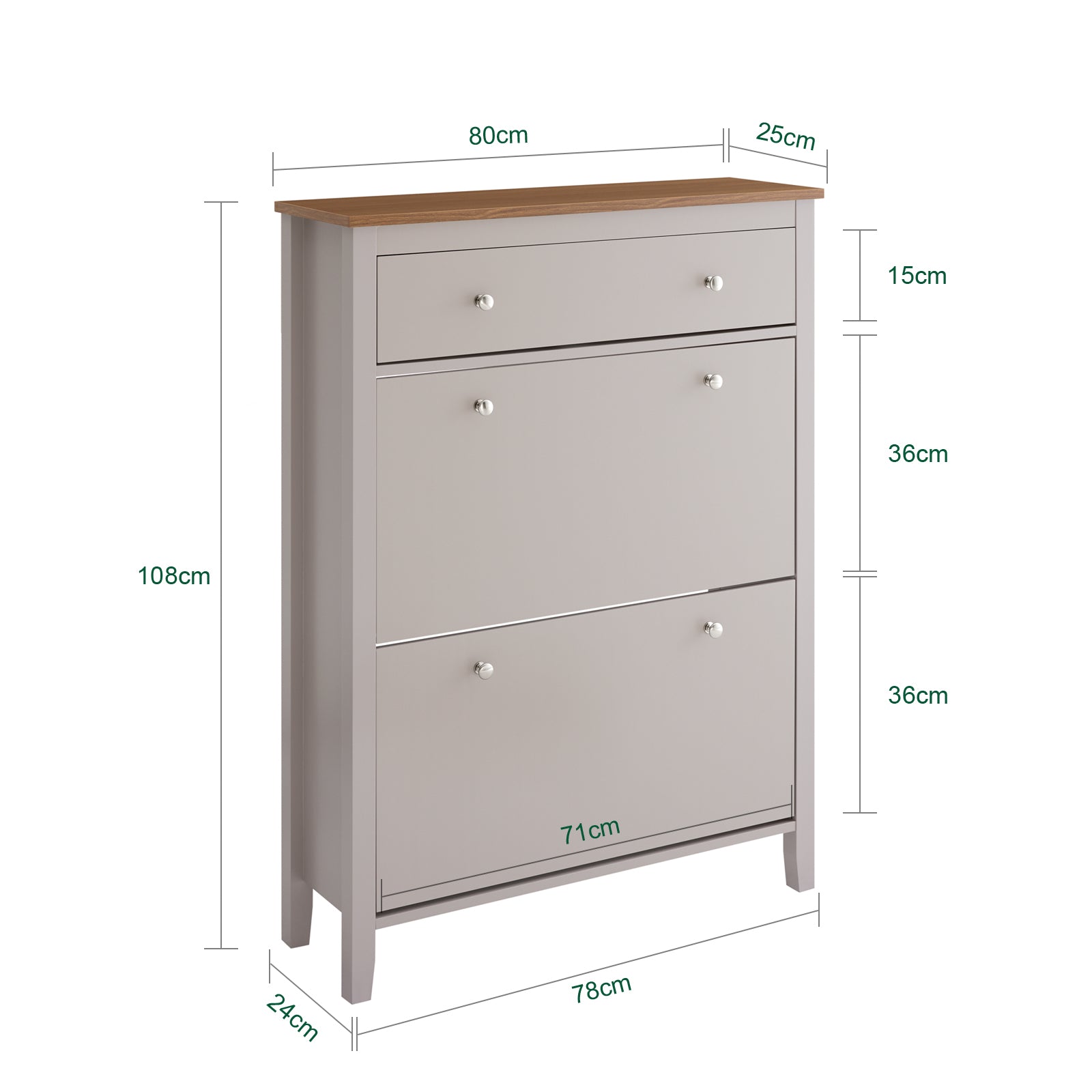 Vorverkauf | SoBuy | Schuhschrank Schmal | mit 2 Klappen & Schublade | Platz für 12 Paar Schuhe | Hellbraun | B80xT25xH108cm | FSR89-KA