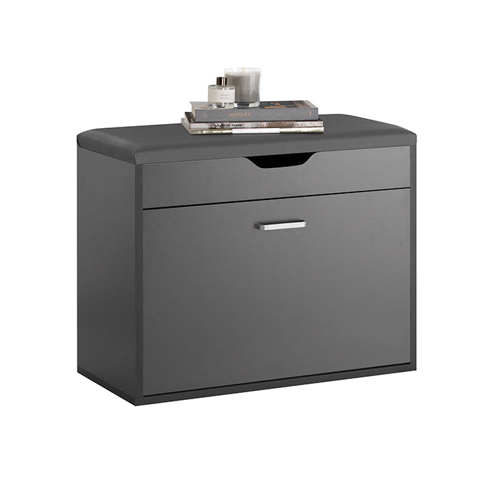 SoBuy | Schuhkipper mit 1 Klappe | Schuhbank mit Sitzkissen | Sitzkommode | Grau | FSR95-HG