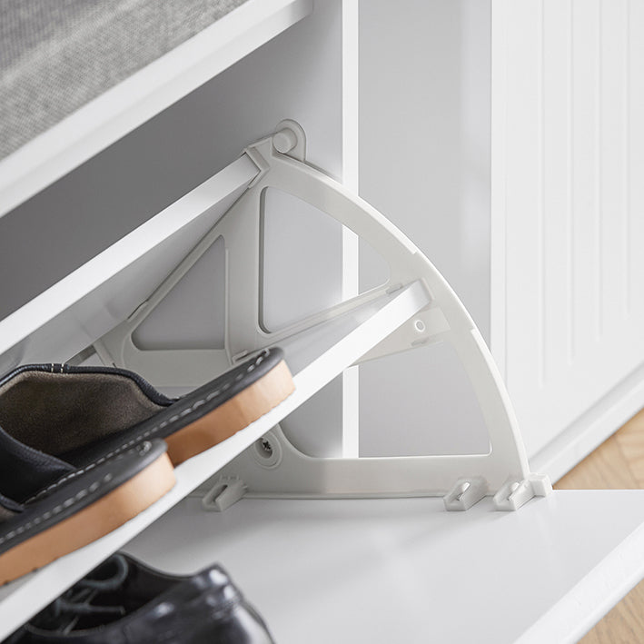 SoBuy | Schuhschrank mit 2 Klappen | Schuhbank mit Sitzkissen | Weiß | FSR98-XL-W