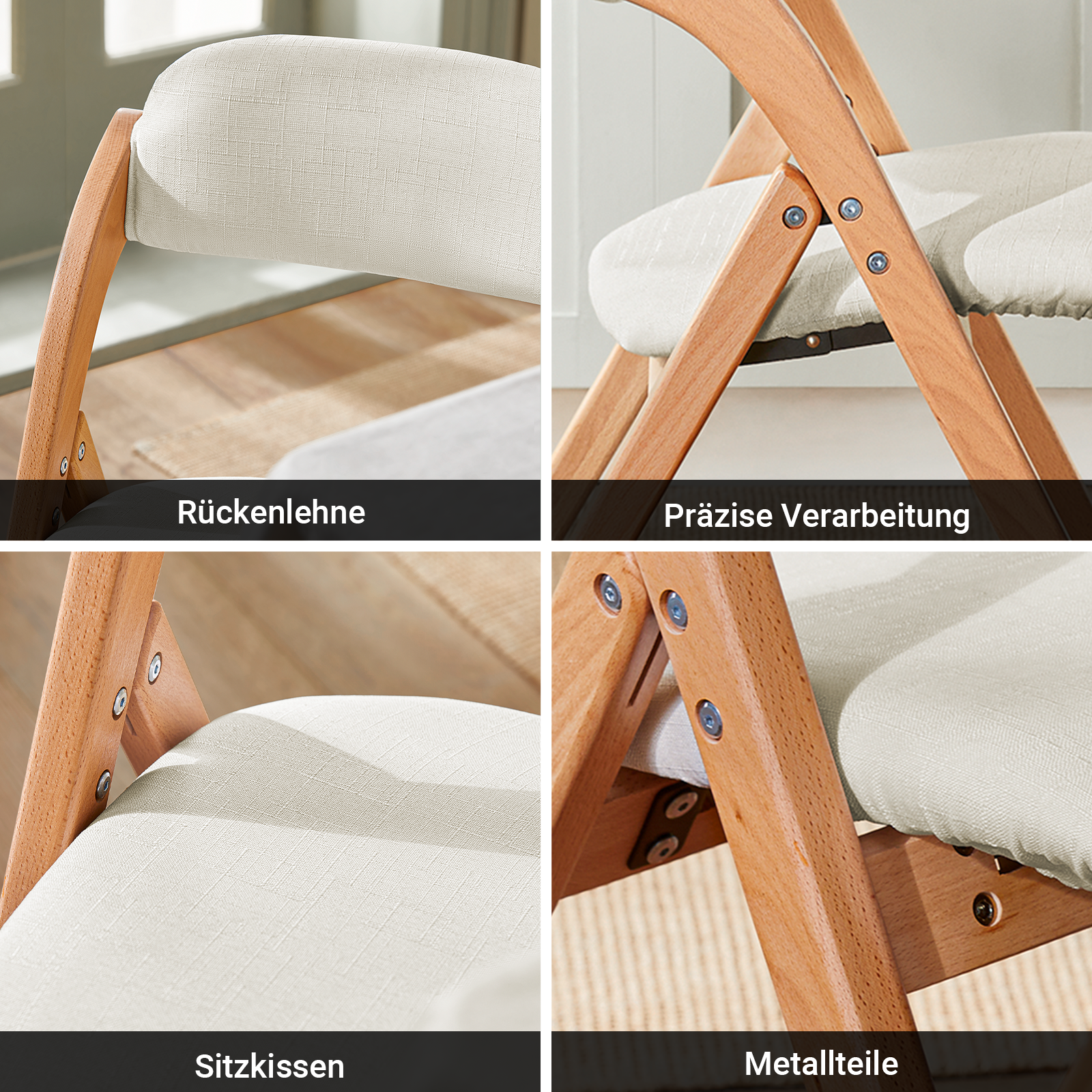 SoBuy | Klappstuhl | Küchenstuh l Schreibtischstuhl | Weiß | FST92-W