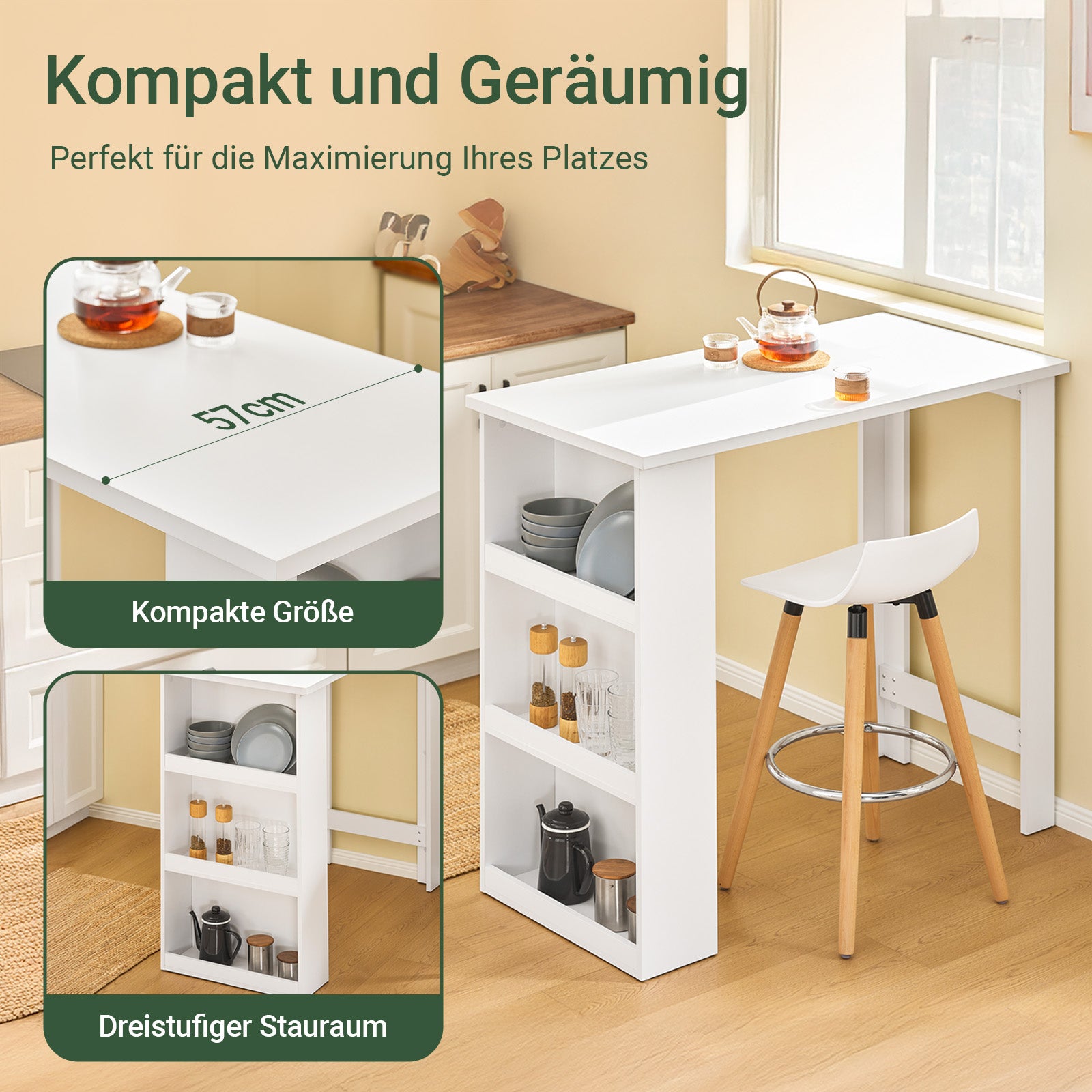 SoBuy | Bartisch | Stehtisch | Küchentisch Weiß | FWT17-II-W