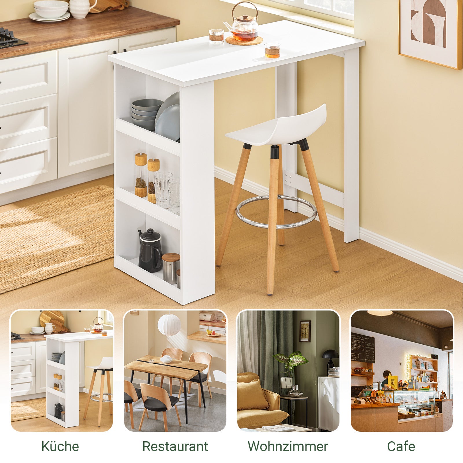 SoBuy | Bartisch | Stehtisch | Küchentisch Weiß | FWT17-II-W