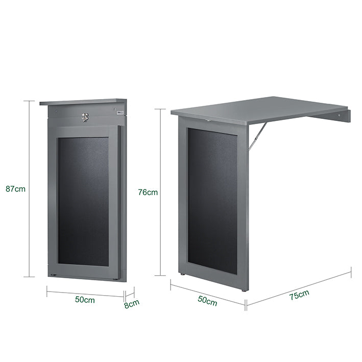 SoBuy | Wandtisch mit Tafel | Klapptisch | Esstisch | Memoboard | Hellgrau | FWT20-HG