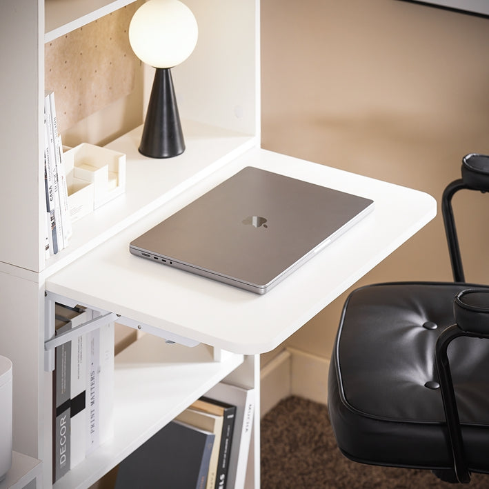 SoBuy | Klapptisch mit 5 Ablagen | Computertisch | Arbeitstisch | Weiß | FWT92-H-W