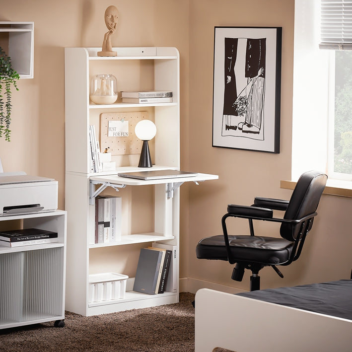 SoBuy | Klapptisch mit 5 Ablagen | Computertisch | Arbeitstisch | Weiß | FWT92-H-W