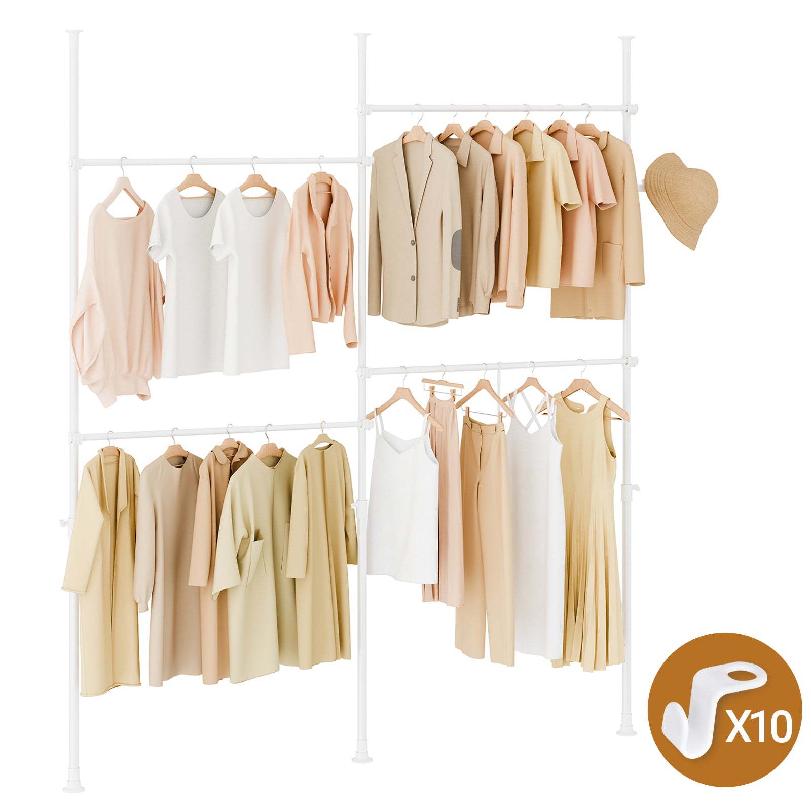 SoBuy | Teleskop Kleiderstange | Kleiderstangen System | Regalsystem | Hellgrau | KLS03-II-HG