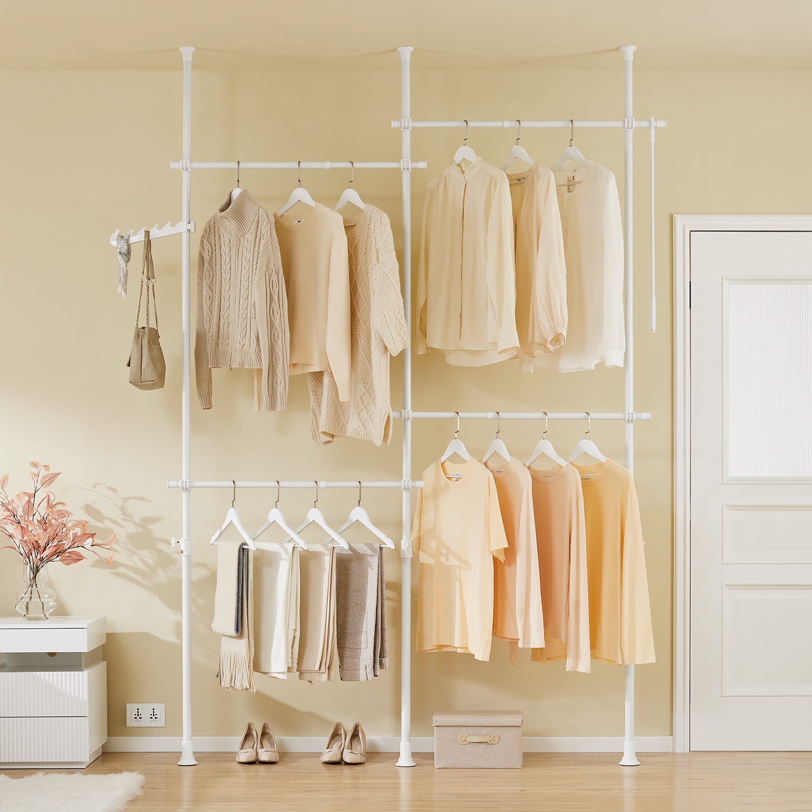 SoBuy | Teleskop Kleiderstange | Kleiderstangen System | Regalsystem | Hellgrau | KLS03-II-HG