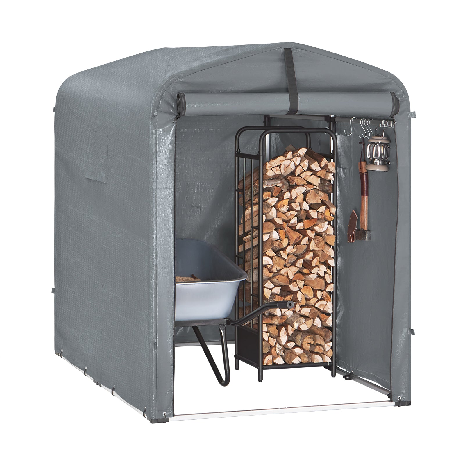 SoBuy | Foliengerätehaus | Gerätehaus | Gartenschuppen Garagenzelt Grau | KLS11-DG
