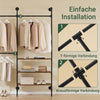 SoBuy wandmontierter Kleiderständer, Kleiderstange festes Rohr-Kleiderregal mit 3 Kleiderstangen & 3 MDF-Ablagen Schwarz KLS18-SCH