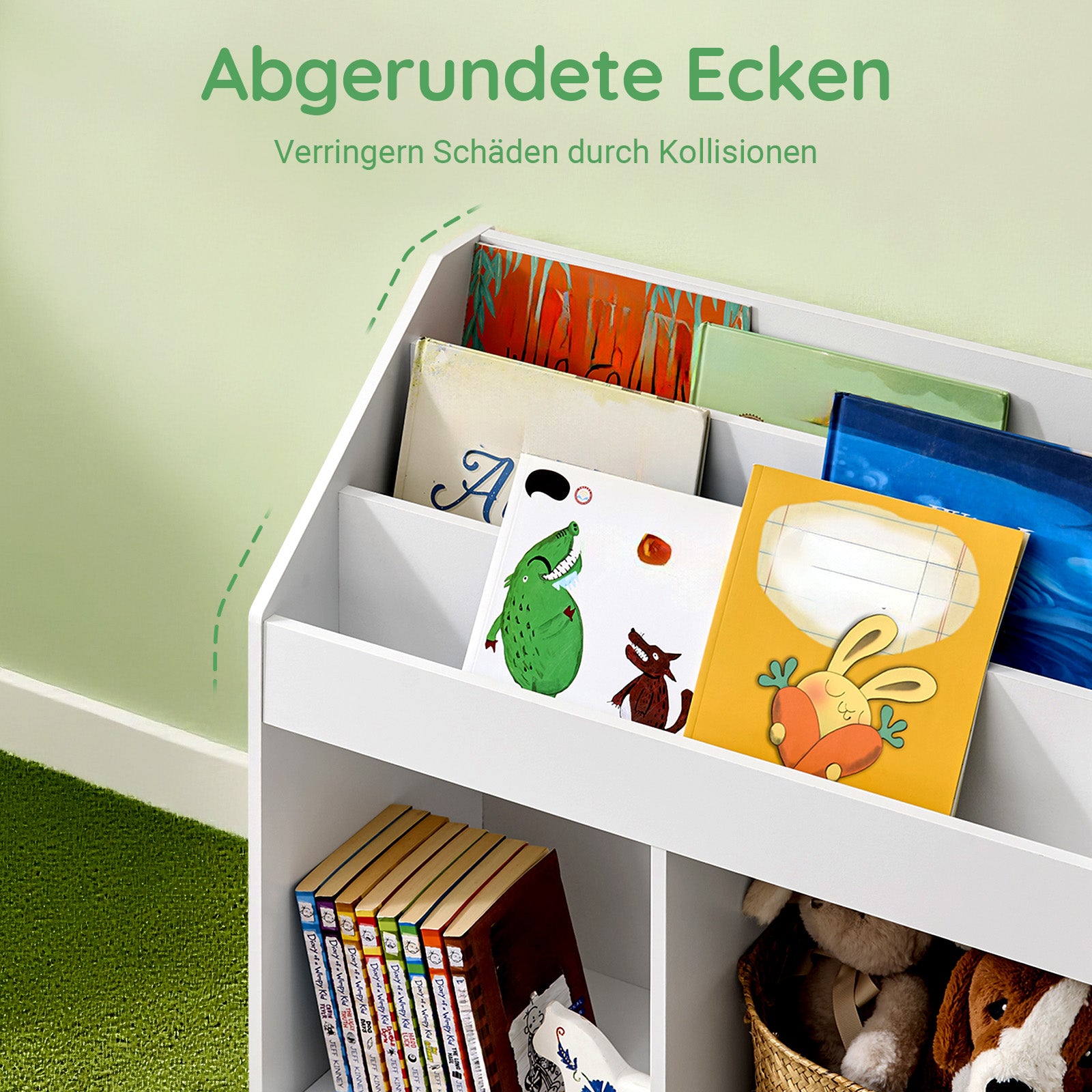 SoBuy | Kinderbücherregal | Zeitungsständer Kinderzimmer | Aufbewahrungsregal Weiß | KMB01-II-W