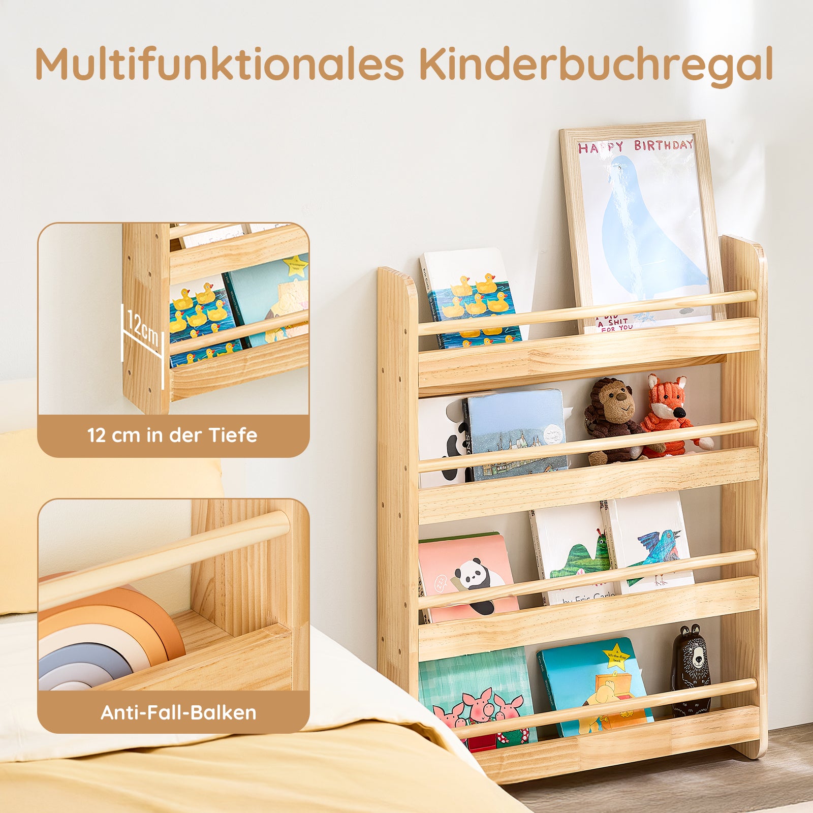 SoBuy Bücherregal Kinder Wandregal Kinderzimmer KMB08-K-N