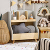 SoBuy | Kinderbücherregal | Spielzeugtruhe | Aufbewahrungsregal Kinderzimmer | Grau/Natur | KMB105-HG