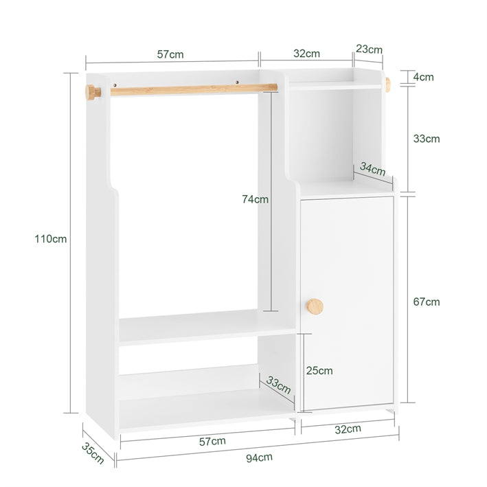 SoBuy | Kindergarderobe | Kleiderschrank Kinder | Kleiderständer mit Tür | Weiß | KMB110-W