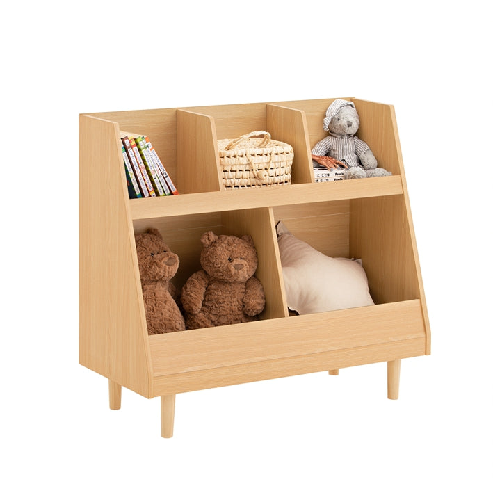 SoBuy | Kinderregal mit 5 Fächern | Aufbewahrungsregal | Bücherregal | Natur | KMB111-N