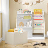 SoBuy Montessori Bücherregal Kinder Kinderregal mit Stofftaschen Weiß 80x80x40cm KMB119-W