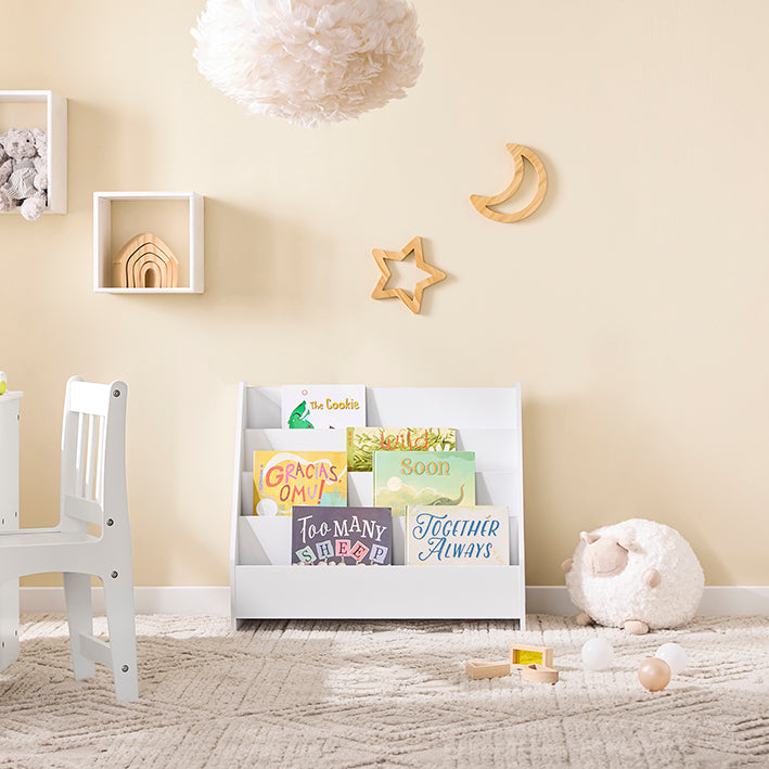 SoBuy | Kinderbücherregal Büchergestell für Kinder | Weiß | 70x60x30cm | KMB32-K-W