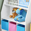 SoBuy | Bücherregal Kinder | Kinderregal mit 3 Boxen | Spielzeugregal | Weiß-Blau&Rosa | KMB34-F