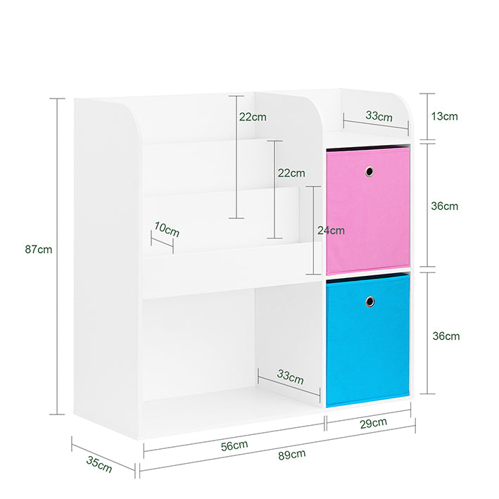 SoBuy | Kinderbücherregal | Spielzeugtruhe | Aufbewahrungsregal für Kinder | Weiß-Rosa | KMB37-F