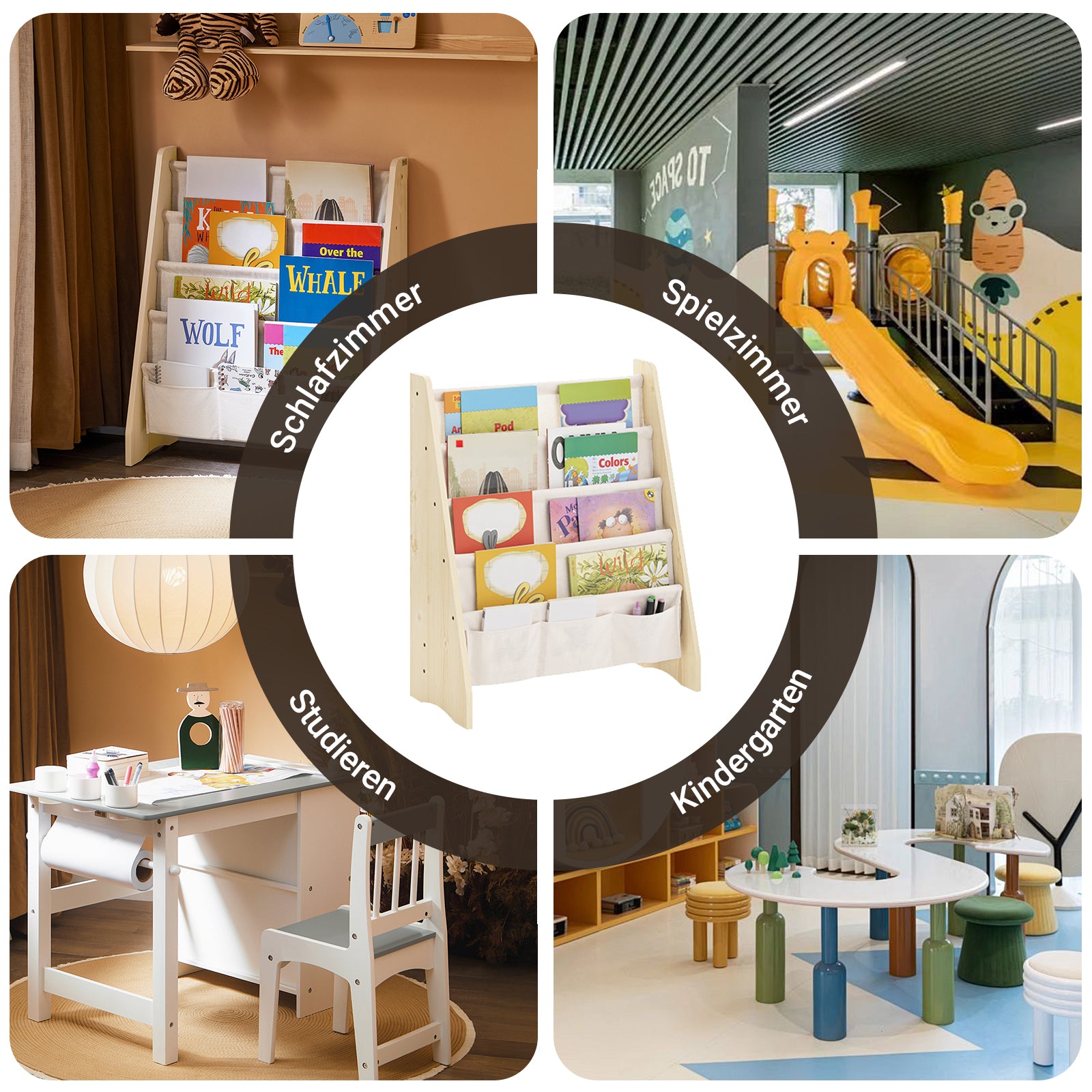 SoBuy | Kinderbücherregal | Zeitungsständer | für Kinder | Natur | KMB50-N