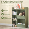 SoBuy | Kinder Bücherregal | Montessori Regal | Kinderzimmer mit 5 Offenes Fach | Grün | KMB55-K-GR