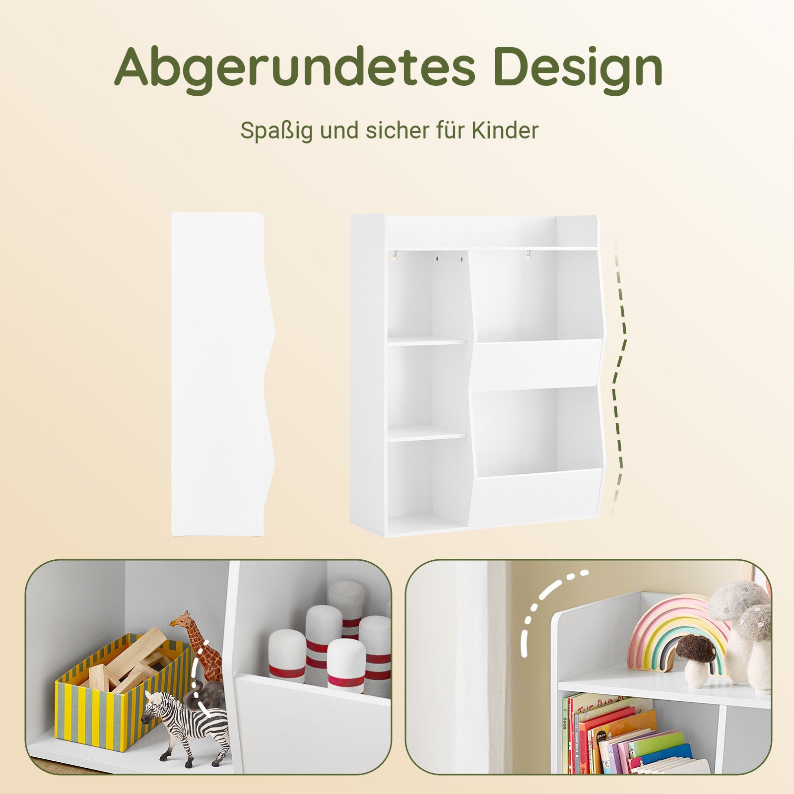 SoBuy | Kinder Bücherregal | Montessori Regal | Kinderzimmer mit 5 Offenes Fach | Weiß | KMB55-K-W