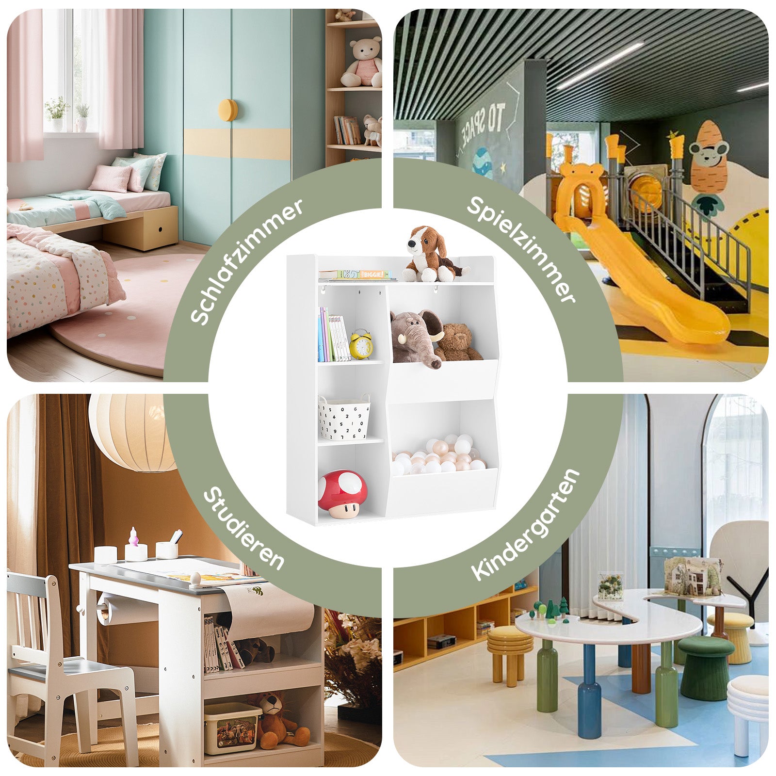 SoBuy | Kinder Bücherregal | Montessori Regal | Kinderzimmer mit 5 Offenes Fach | Weiß | KMB55-K-W