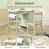 SoBuy | Kindertisch mit 1 Stuhl | Kindersitzgruppe | mit 1 Papierrollenhalter | Maltisch für Kinder | Grün | KMB60-GR