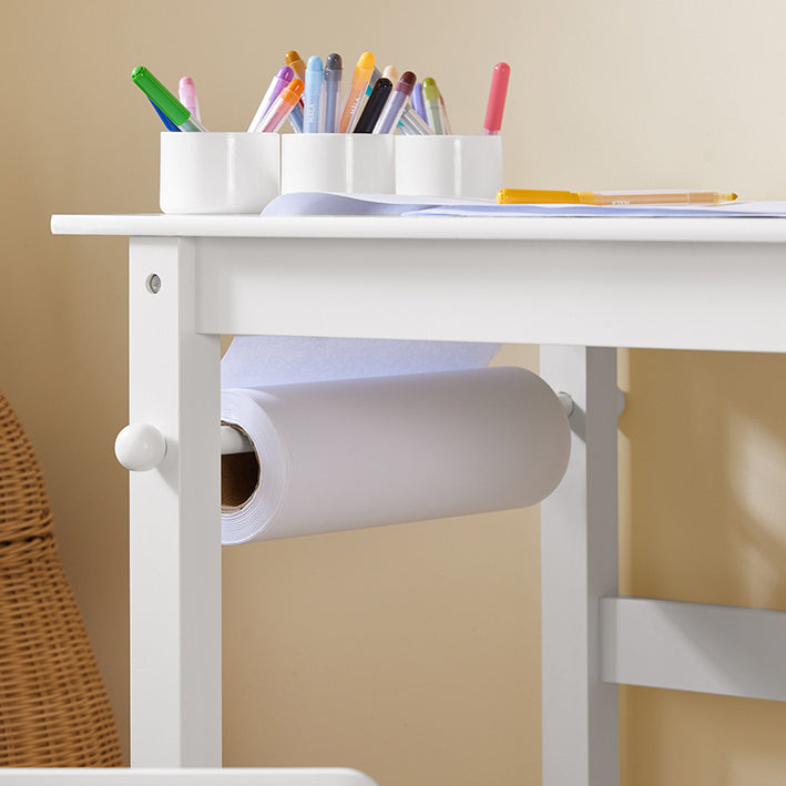 SoBuy | Kindertisch mit 1 Stuhl | Kindersitzgruppe | Maltisch für Kinder | Weiß| KMB60-W