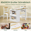 SoBuy | Kindertisch mit 1 Stuhl | Kindersitzgruppe | Maltisch für Kinder | Weiß und Natur | KMB60-WN