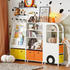 SoBuy | Kinderregal mit Boxen | Spielzeugregal | Bücherregal für Kinder | KMB68-W