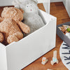 SoBuy | Kinderregal mit 2 Stoffboxen | Bücherregal | Spielzeugtruhe mit Rollen | KMB71-W