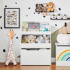 SoBuy | Kinderregal mit 2 Stoffboxen | Bücherregal | Spielzeugtruhe mit Rollen | KMB71-W