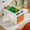 SoBuy | Kindertisch mit 2 Stühlen | Kindersitzgruppe | Spieltisch | Aktivitätstisch für Kinder | Weiß| KMB75-W
