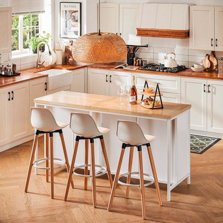 SoBuy | Kücheninsel | Sideboard | Küchenschrank | Kommode | Bartisch | Weiß-Natur | KNL09-WN